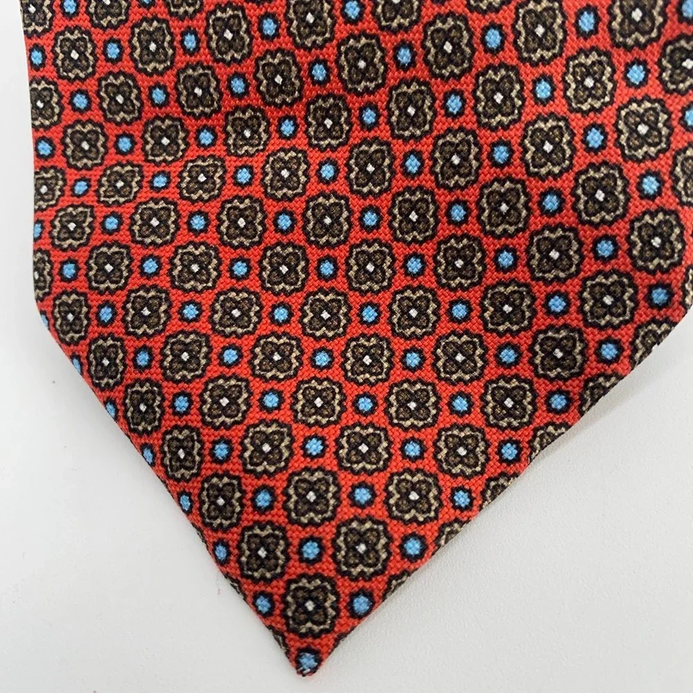 Eton Tie Mens One Size Multi Floral Silk Professional Luxury Necktie Italy Made